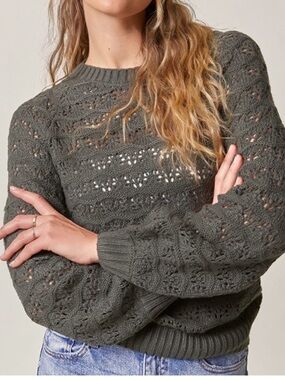 Francesca's gina pointelle crewneck
pullover sweater (June & Ivy)